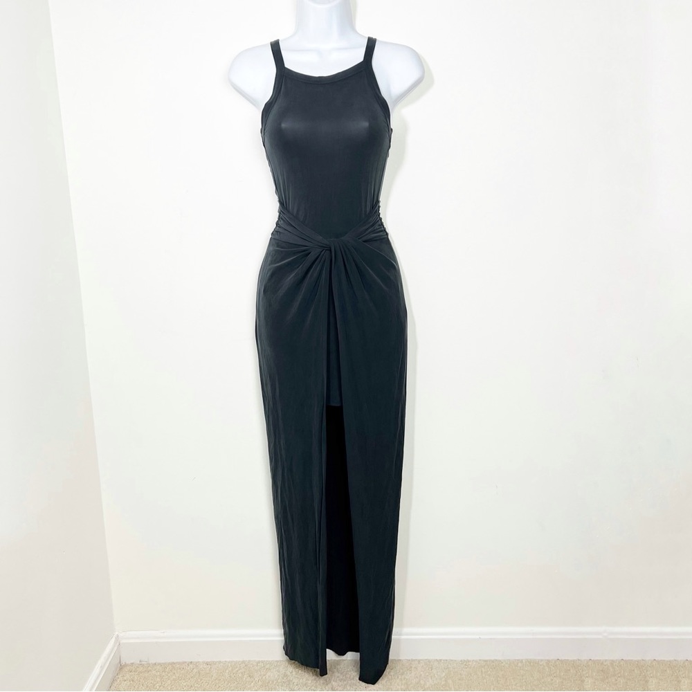 AllSaints Sami Cupro Knot Front Maxi Dress Size 0 in Black New All Saints - Picture 12 of 14